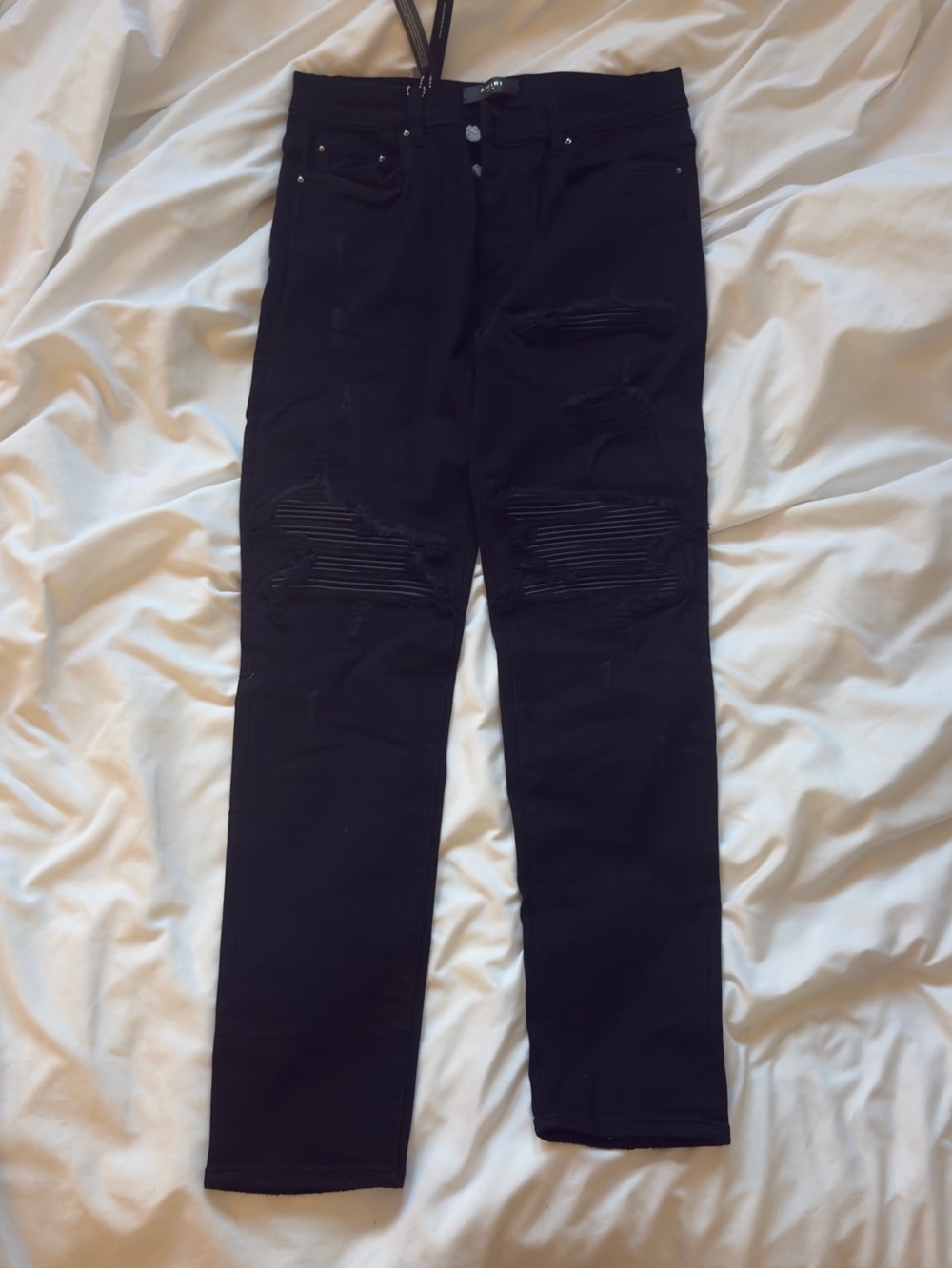 AMIRI Black Distressed Skinny Jeans